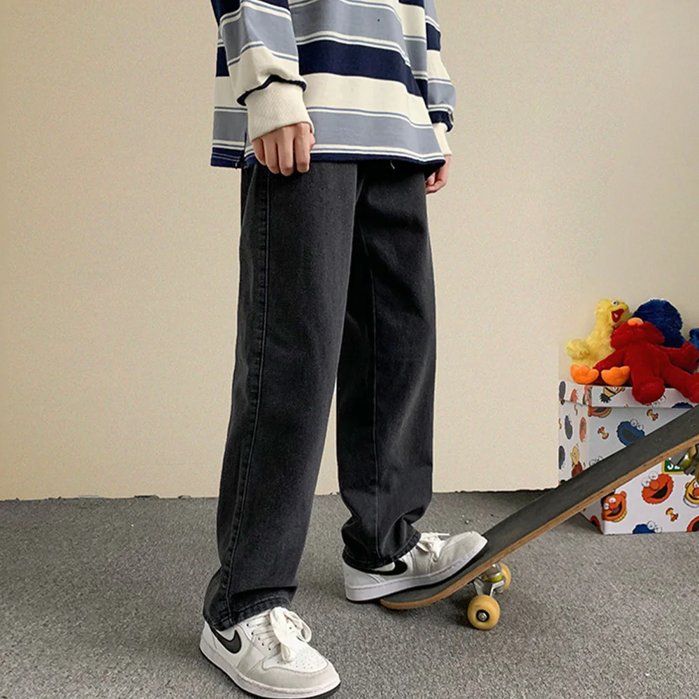 2023 New Spring Straight Baggy Jeans for Men Loose Wide Leg Pants Japanese Streetwear Black Trousers Male Luxury Clothing