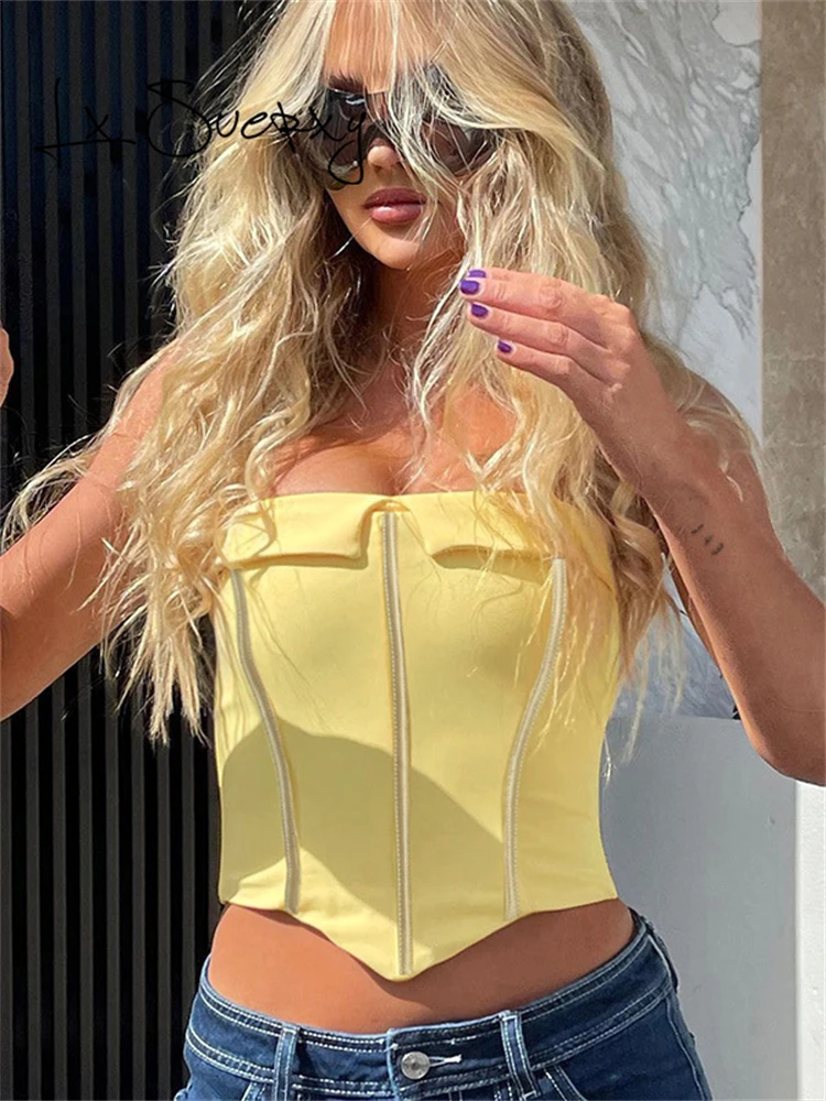 

Женский укороченный корсет без бретелек, с открытой спиной