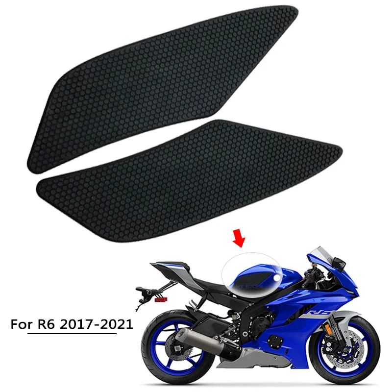 

YZF R6 Tank Pad Gas Tank Traction Pads Fuel Tank Grips Side Stickers Knee Grips Protectors Decal Fit For Yamaha YZFR6 2017-2021