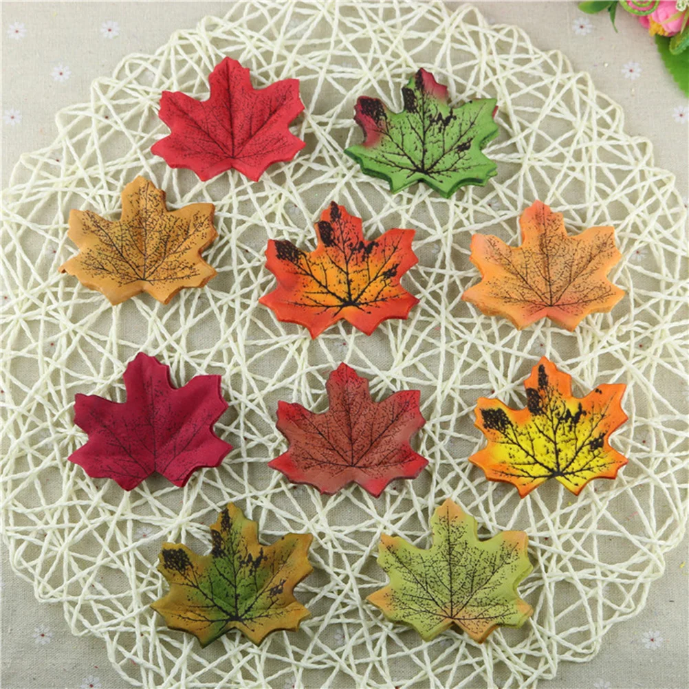 

100Pcs Artificial Maple Leaves Autumn Leaf Lifelike Fall Leaves Craft Ornament Photo Props for Thanksgiving Harvest Holiday