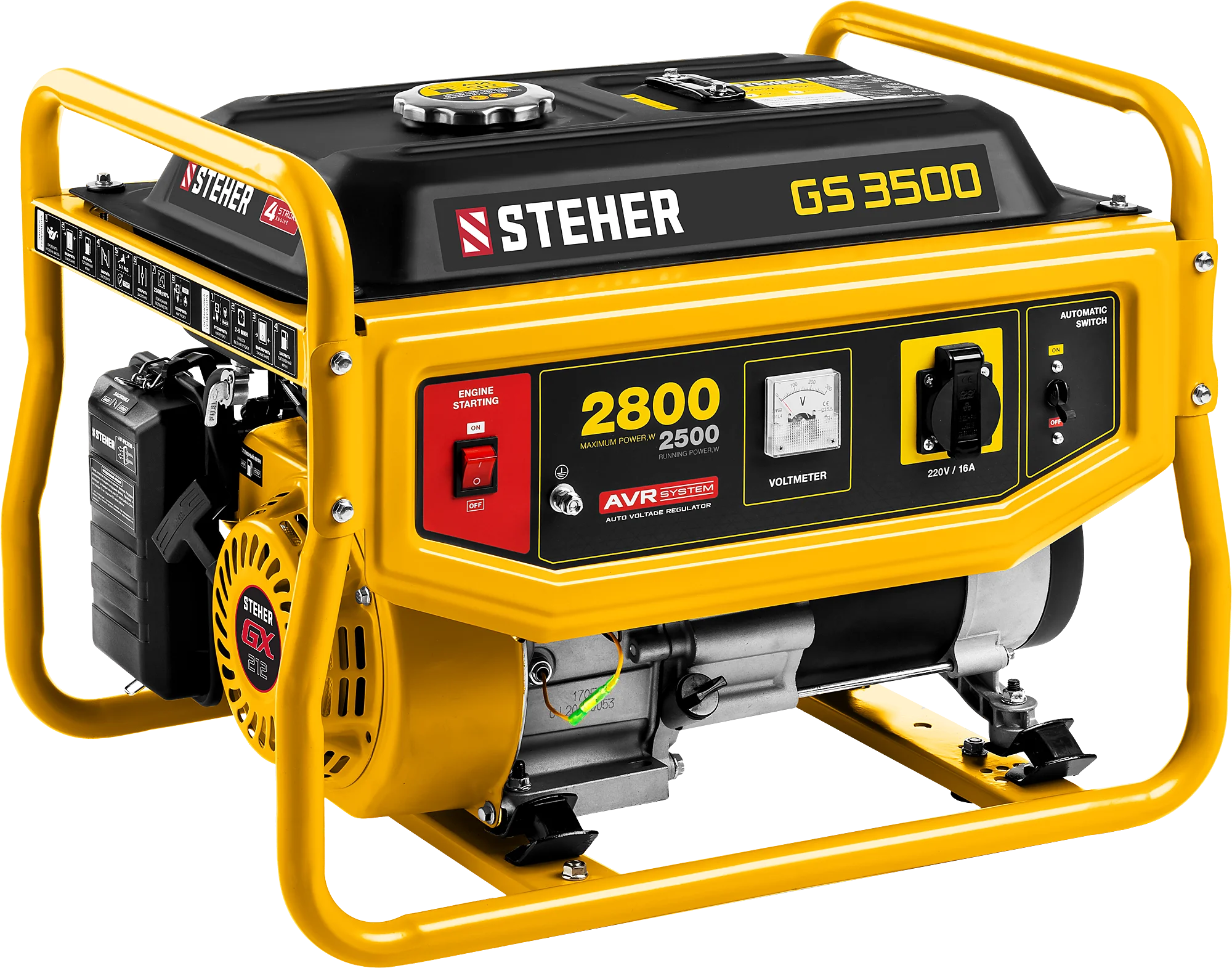 Бензиновый генератор STEHER GS-3500 2 5/2 8 КВТ |