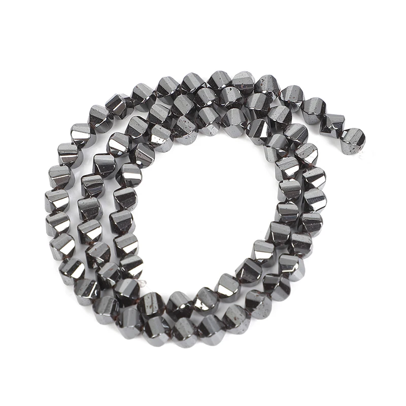 

Faceted Black Hematite Natural Stone Twist Bead Loose Spacer Bead For Jewelry Making DIY Bracelet Necklace Accessories 2-6MM
