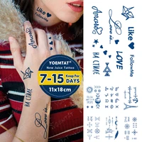 blue ink juice waterproof temporary tattoo sticker geometric elements lasting transfer body art fake tatoo men women tattoos