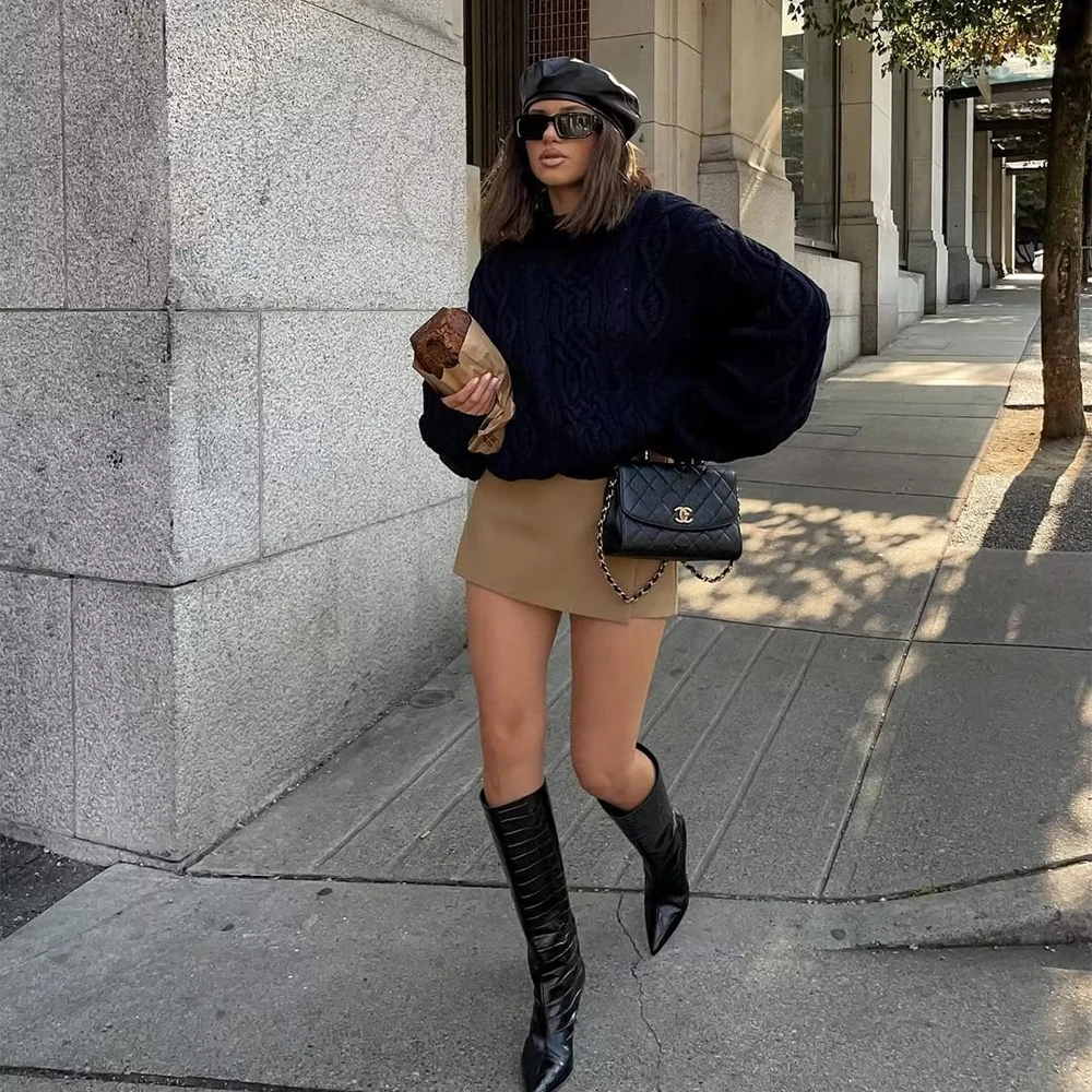 

Black Turtleneck Sweater Women Long Sleeves Knit Top Fall Winter Warm Jersey Tops High Neck Pulls Pullover Women Jumper