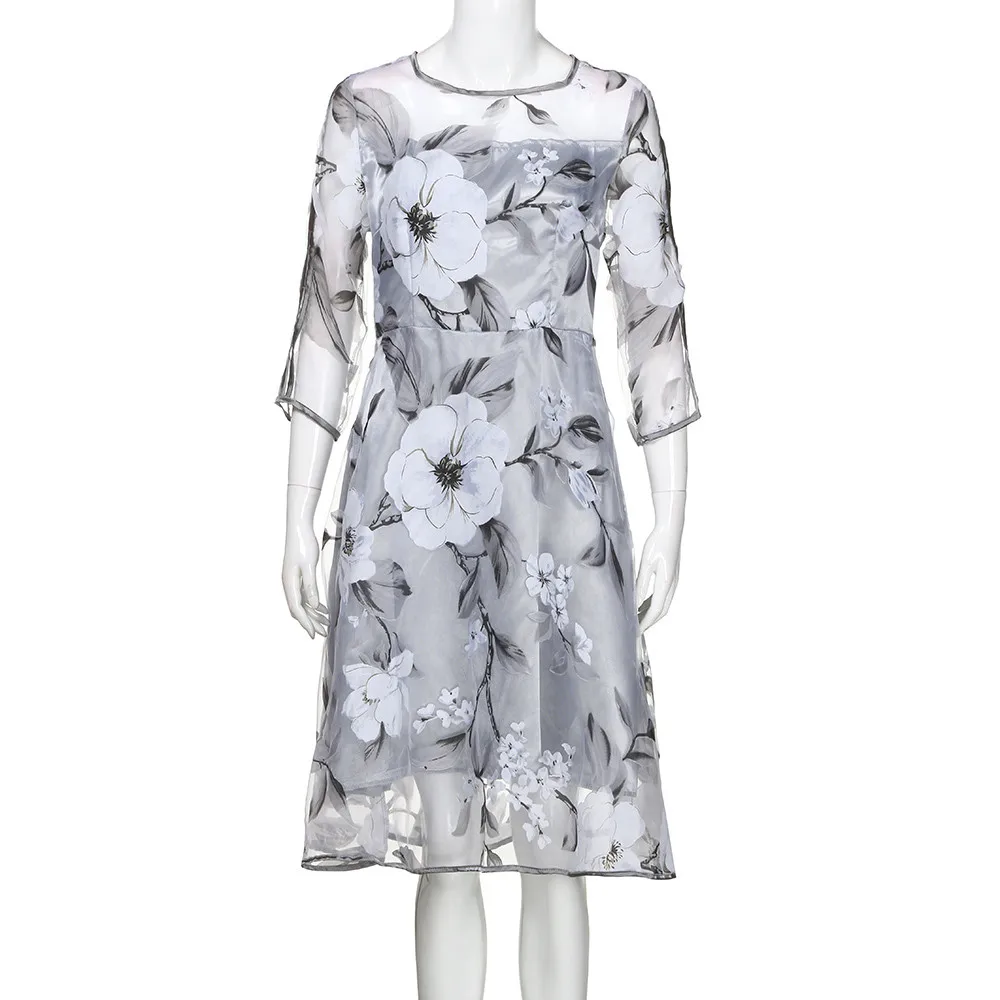 

New Summer Dress Women's Summer Floral Print Wedding Party Ball Prom Gown Cocktail Dress Robe vestidos para mujer