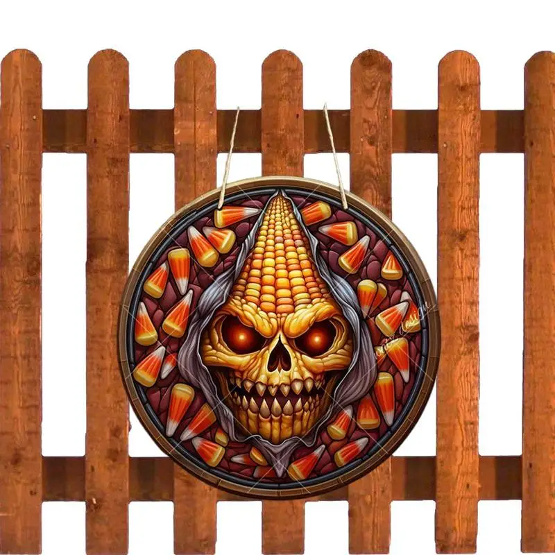 

Страшные знаки на Хэллоуин для двери, Круглые красочные настенные вешалки, украшение для дома, для сада, паба, двора, крыльца