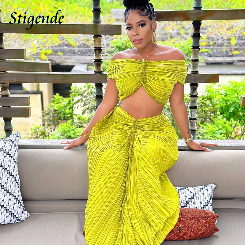 

Модный облегающий комплект из 2 предметов, женский летний пикантный комплект из двух предметов с рюшами, укороченный Топ без бретелек на молнии сзади и длинная юбка