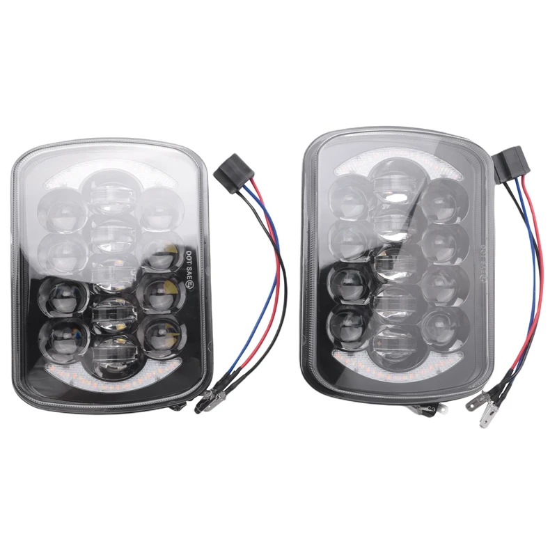 

(Pair) 210W 5X7 Inch 7X6 Inch Projector High Low Beam Led Headlights With Angel Eyes DRL For Chevrolet Jeep Cherokee XJ H6054 H5