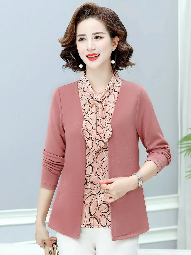 2022 весенние женские зеленые красные поддельные 2 шт блузки галстук шеи воротник