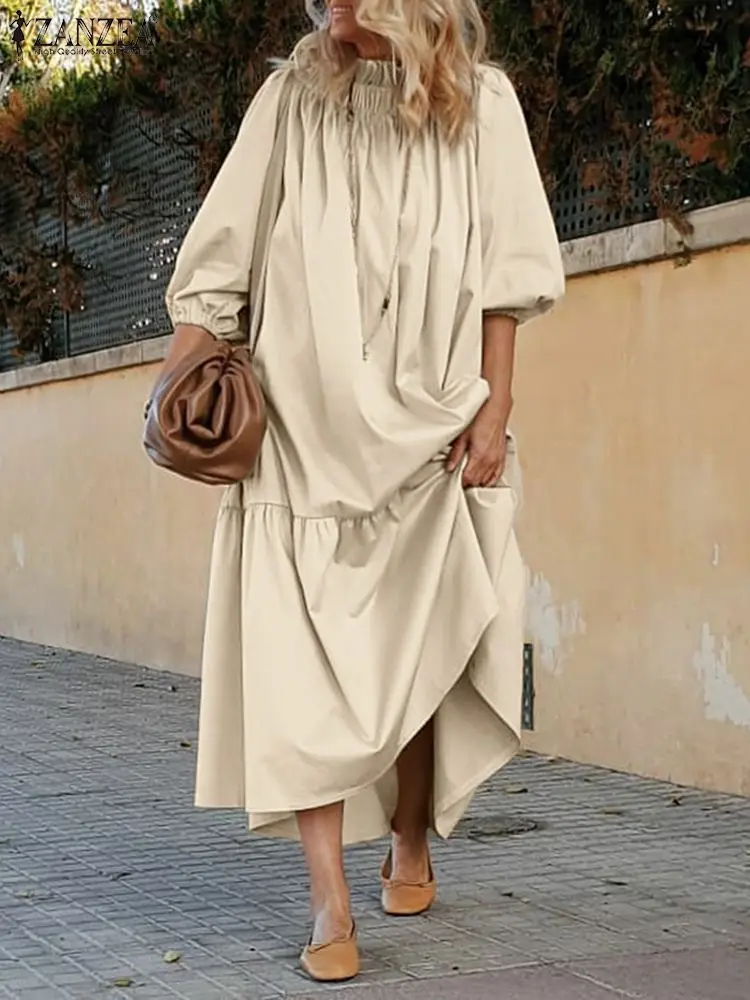 

Повседневные шикарные платья, весна 2022, элегантный кафтан с оборками, женское праздничное платье с пышными рукавами, длинное однотонное пла...