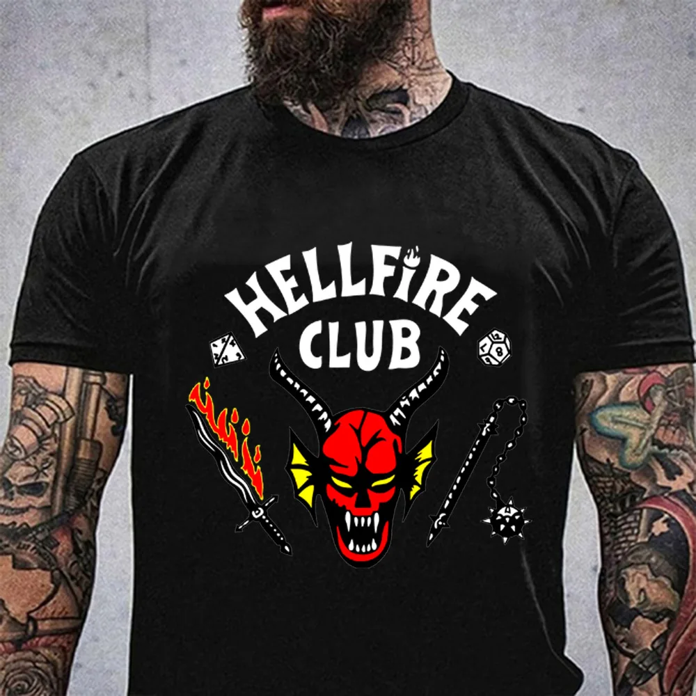 

Футболка Hellfire Club Мужская в эстетическом стиле, смешная Повседневная футболка унисекс с рисунком очень странные дела, из хлопка