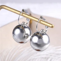 simple style korean fashion ball pendant earring for women silver color bell shape pearl dangle earrings charm jewelry wholesale