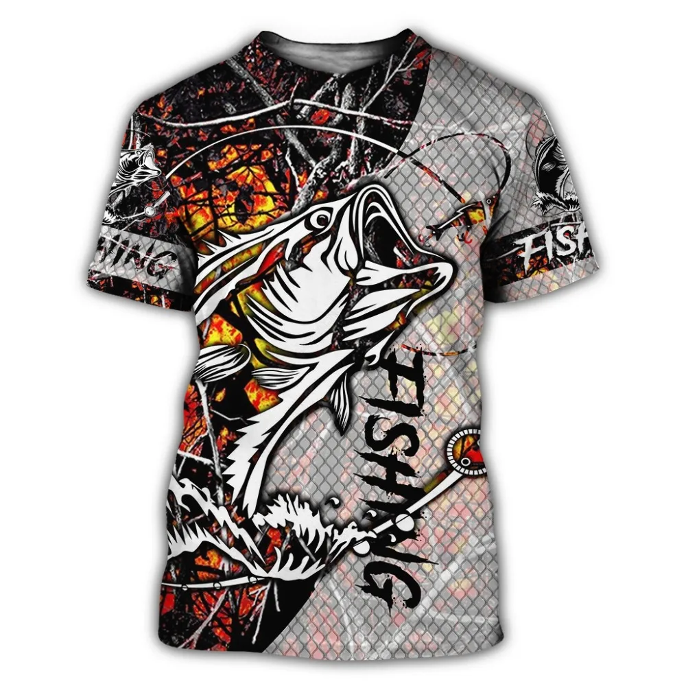 

Beautiful fishing camouflage 3D full print Men's T-shirt Harajuku fashion short sleeve shirt Summer street large size cl