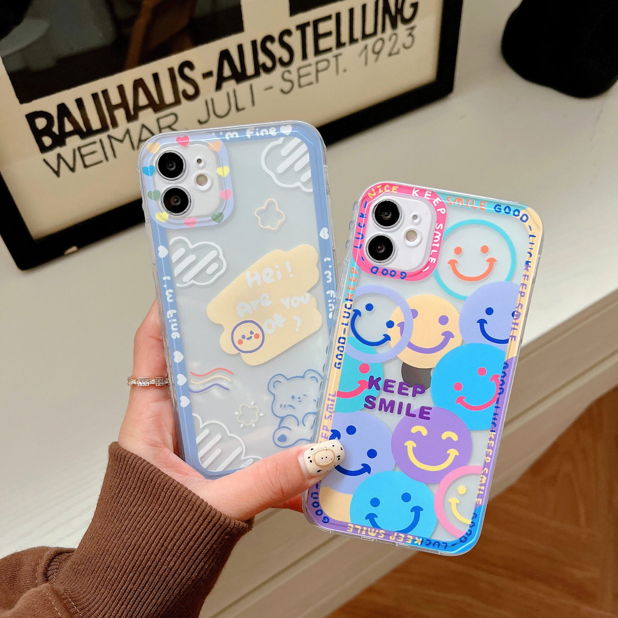 Silicone Bear Case For iPhone 13 Mini TPU Silicone Case for iPhone 11 TPU Cartoon Bear Smile Case for iPhone 12 чехол на айфо