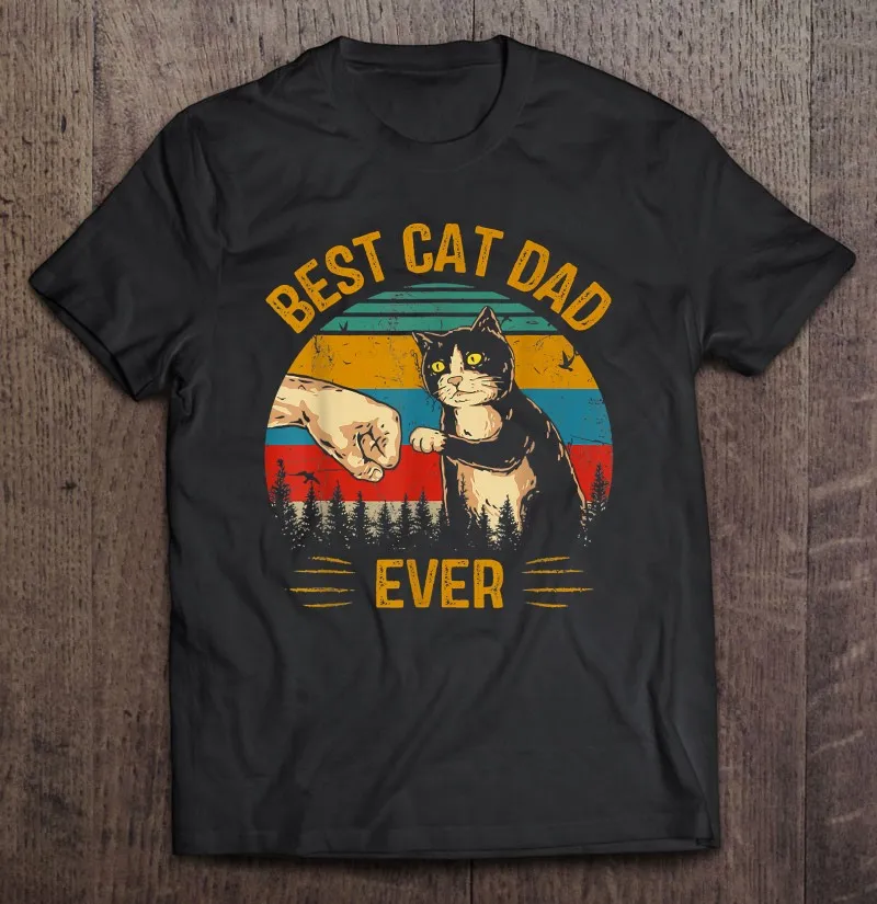 

Best Cat Dad Ever Paw Fist Bump Fit Vintage Retro Gift Daddy T Shirt For Men T-Shirts Vintage Shirt Men's Shirts Tee Shirt Men