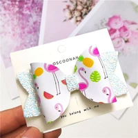 1 piece lovely flamingo bow barrette hairpins clip ornaments baby girl summer scrunche hair accessories for women clothing set