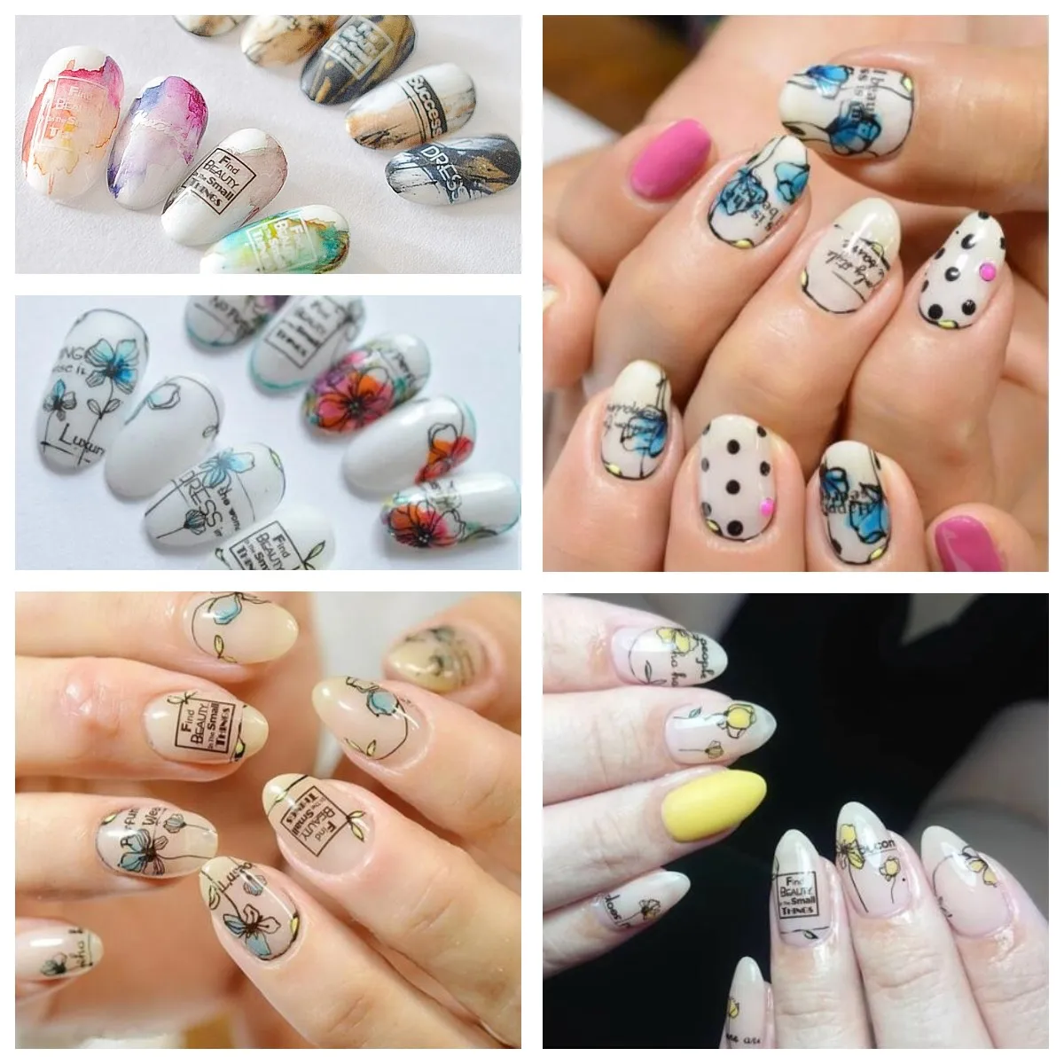 

3Pcs/Pack HanYi 221-224-225 Letter Flower Combination Flower Nail Stickers 3D Nail Enhancement Sticker With Back Glue For DIY