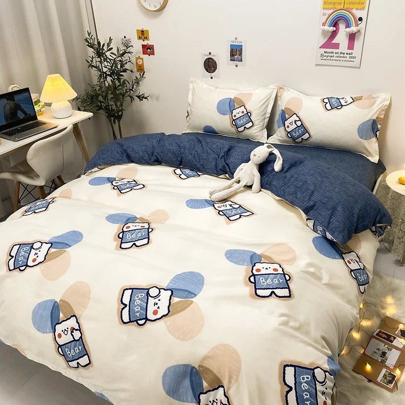 

Cartoon Bear Kid Luxury Comforter Bedding Set Modern Fashion King Queen Twin Full Size Bed Linen Home Decor Duvet Cover Set Gift