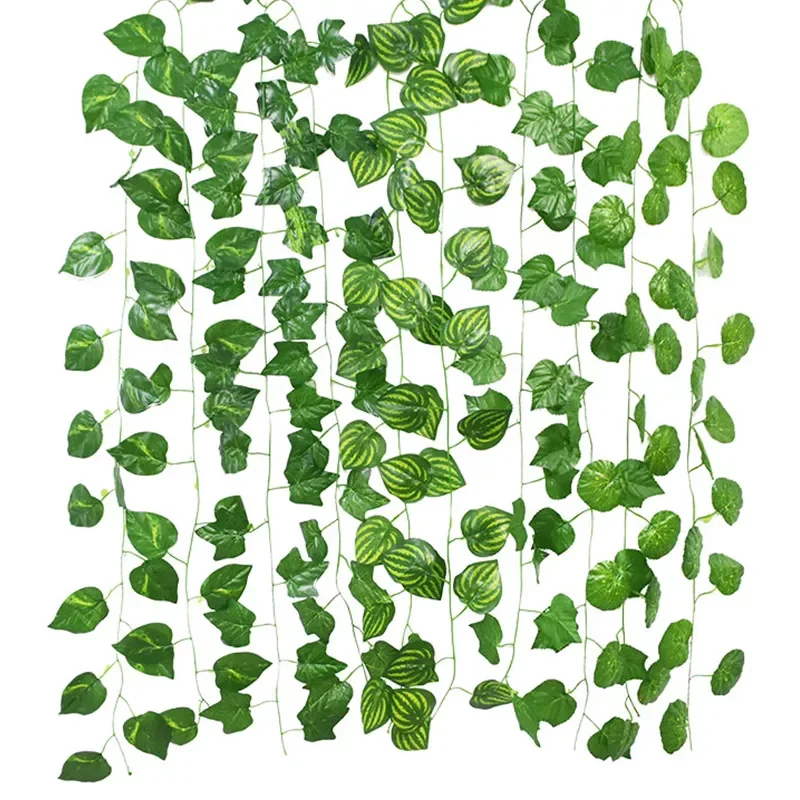 

NEW2022 230cm Artificial Leaves Garland Fake Green Leaf Ivy Vine Artificial Plant Wall Hanging Garland Wedding Party Home Garden