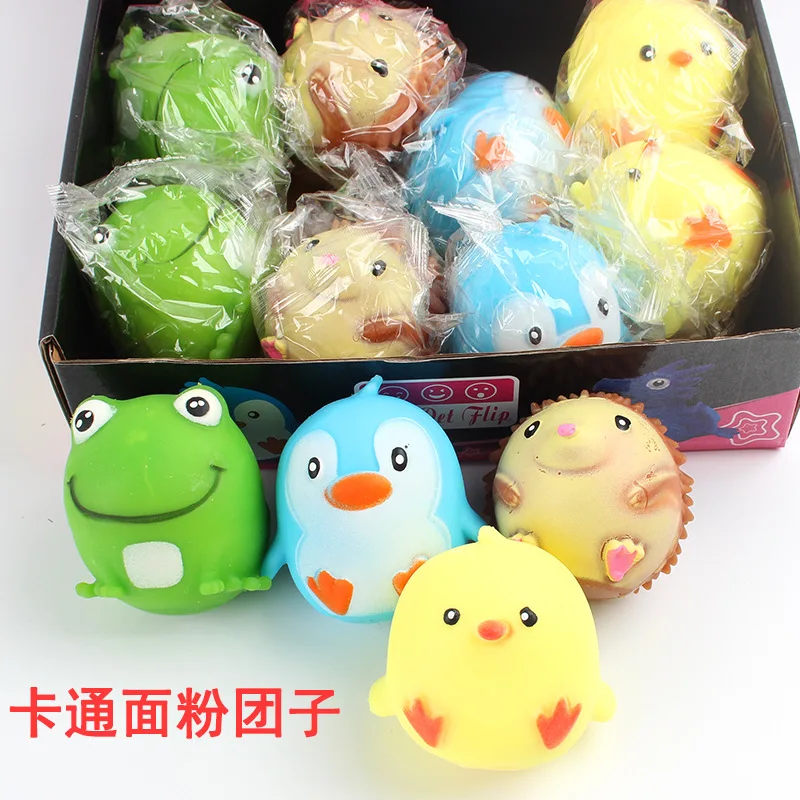 

1pcs/Cute deformed animal vent decompression toy penguin frog hedgehog pinch music decompression pet big dumpling toy