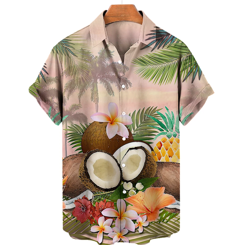 

Summer Men's Shirts Hawaiian Lapel Short Sleeve Shirts for Men Beach Vacation Tops New Casual Male Blouse Fashion Clothes Tshirt