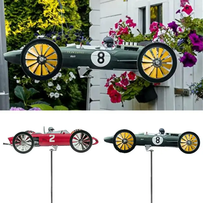 

Metal Weather Vane Garden Pinwheel Rotating Outdoor Decorative Windmill Garden Decoration Car Racer Windmill
