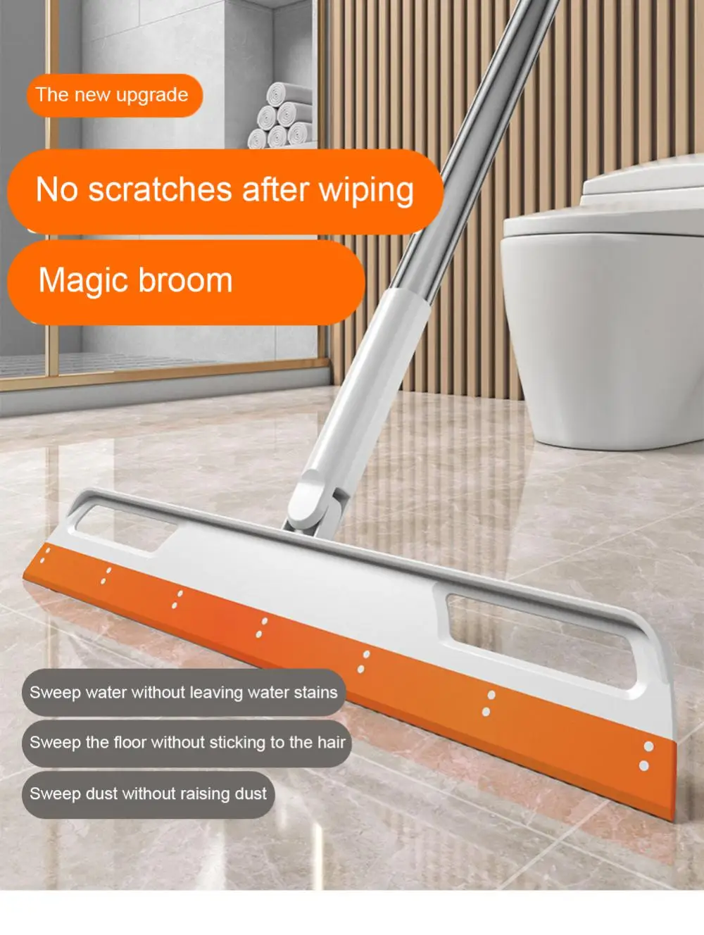 

Household Utensils Broom Sweeping Brush Silicone Rotatable Floor Cleaning Squeegee Lengthen For Bathroom Clean Tools Household