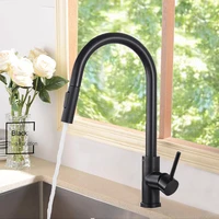 304 stainless steel faucet black kitchen faucet two function single handle pull out mixer hot and cold water taps deck mounted