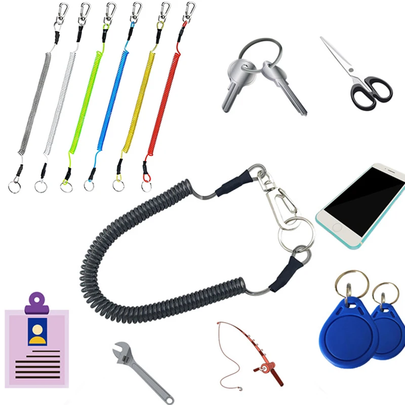 

Elastic Stretch Plastic Spring Elastic Rope Anti-lost Phone Keychain Secure Lock Tackle Portable Fishing Lanyards For Climbing