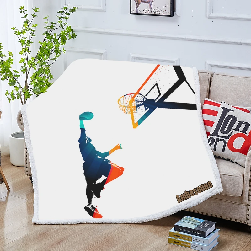 

Баскетбольное одеяло An Athlete Slam Dunking, шерпа, Флисовое одеяло, одеяло для детей, плюшевое одеяло для кровати, пледы, одеяло для пикника