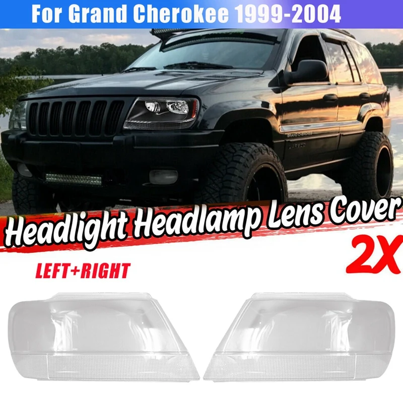 

1 Pair Left+Right for Jeep Grand Cherokee 1999-2004 Car Headlight Lens Cover Headlamp Lampshade Front Light Shell Cover