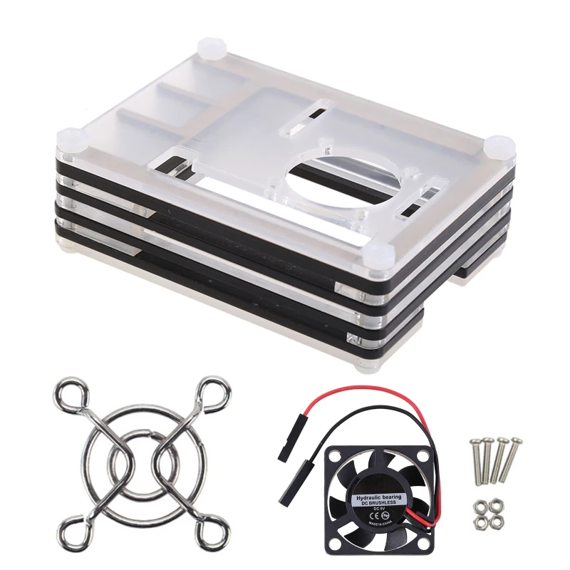 

9 слоев акриловый чехол для Raspberry Pi 4, Raspberry Pi 4 B чехол с вентилятором 30x30 мм 1 шт. радиаторы поддержка Rpi 4B без платы H8WD