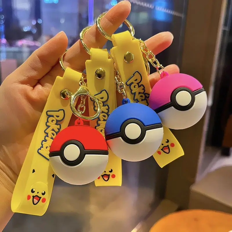 

Three-dimensional cute Poké ball keychain chain Pikachu car student schoolbag pendant Pokémon anime peripheral three-dimensional