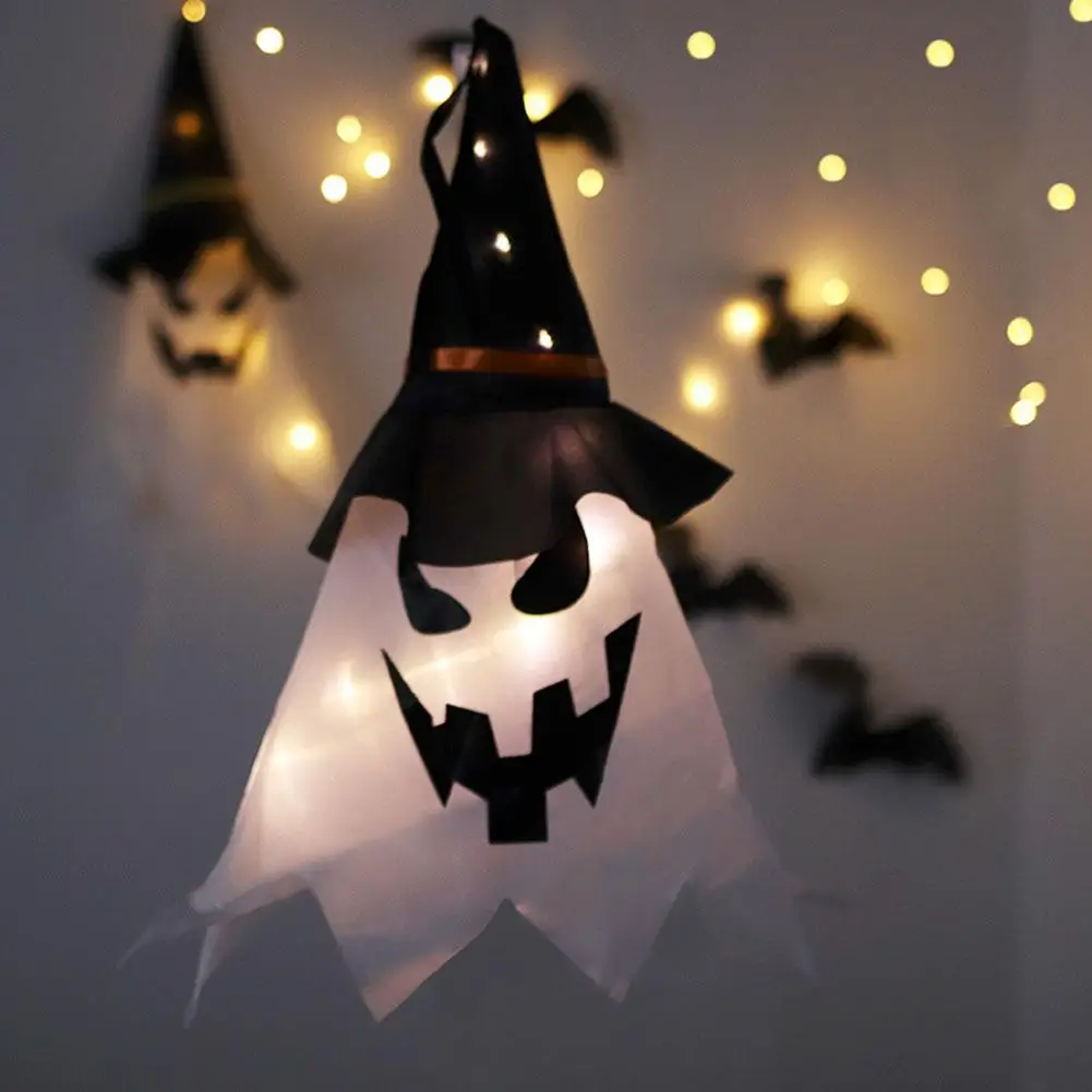 

Halloween Hanging Luminous Pendant Dress Up Glowing Wizard Hat Lamp Horror Props Party Supplies For Home Decor