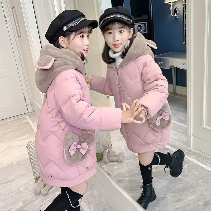 

NEW Baby Kids Parkas Winter Warm Down Jacket for Girls Coat Hooded Children's Outerwear Toddler Girl Clothes 4 6 8 10 12 13 Year