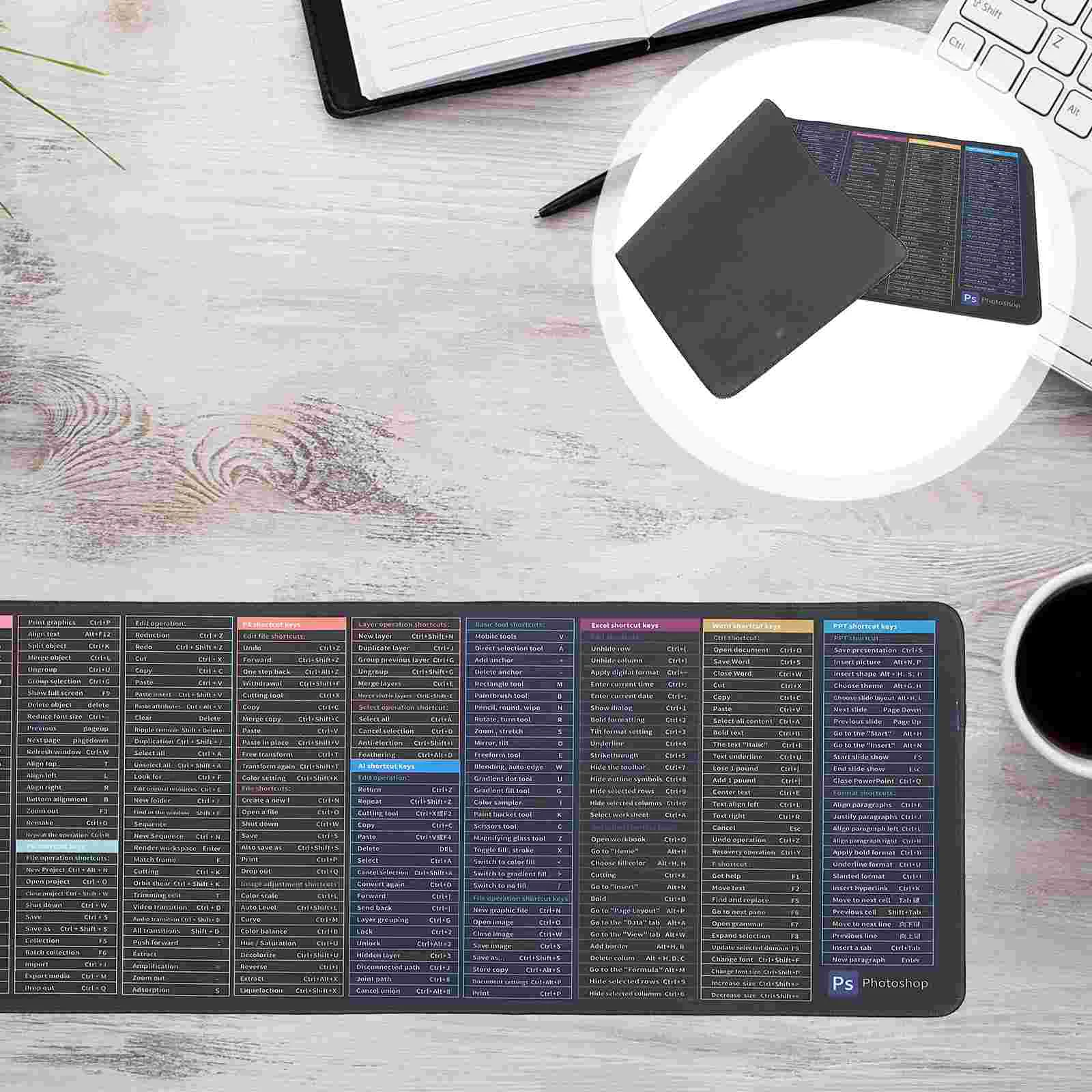 

Office Mouse Pad Computer Cushion Laptop Supplies Portable Base Home Supply Rubber Anti-slip English Shortcut Excel Mousepad
