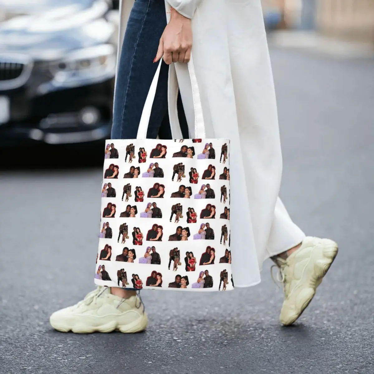 Kylie Boyfriend Sticker Pack Women Canvas Handbag Large Capacity Shopper Bag Tote Bag withSmall Shoulder Bag