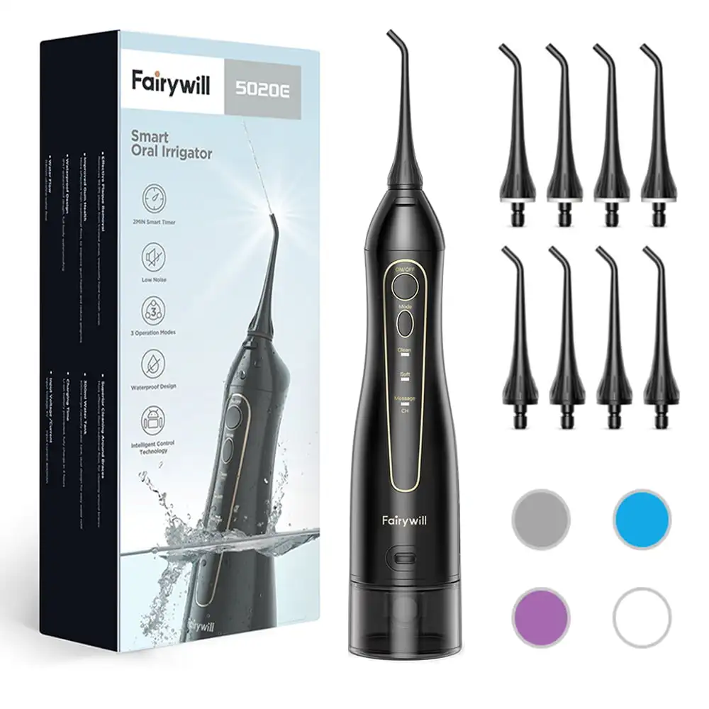 

Cordless Water Flosser with 8 Jet Tips, Portable Oral Irrigator,3 Modes, Black