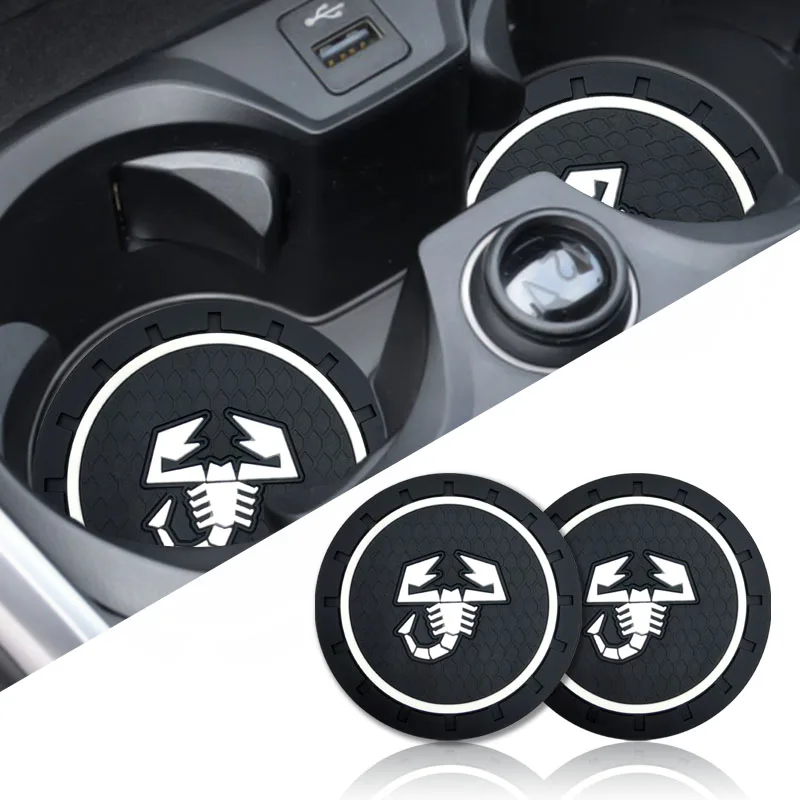 

2pcs New Car Emblem Non-slip Pad Cup Holder Mat for Abarth Fiat Ducato 500 500L 124 Spider Coupe Panda Doblo Qubo Tipo