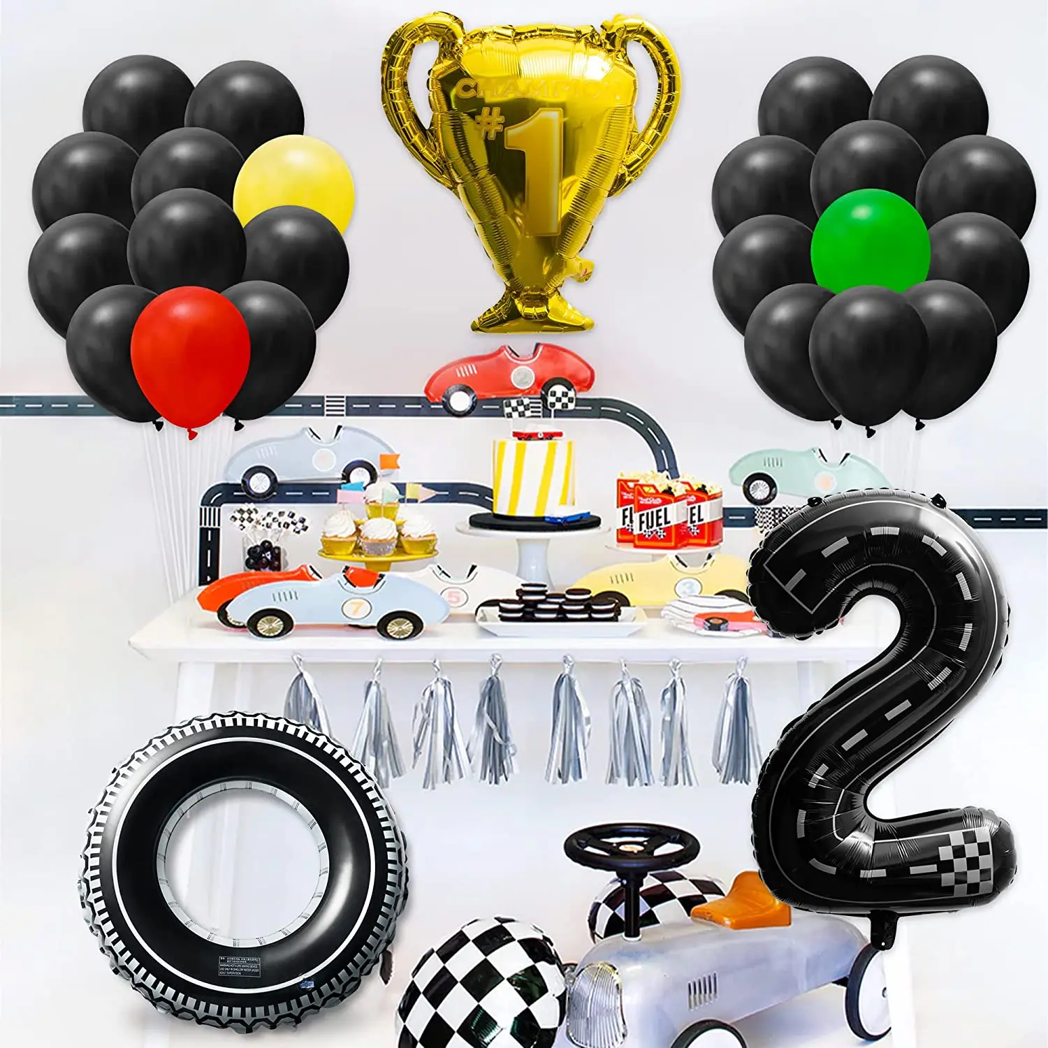 

Racing theme birthday party supplies decorative balloons 40-inch line digital aluminum foil balloons racing birthday party gifts