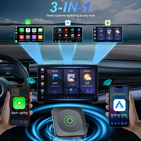 2 в 1 проводной к беспроводному адаптеру CarPlay Android Auto для OEM автомобильной стереосистемы с USB-ключом Smart Mini Box Plug and Play Bluetooth