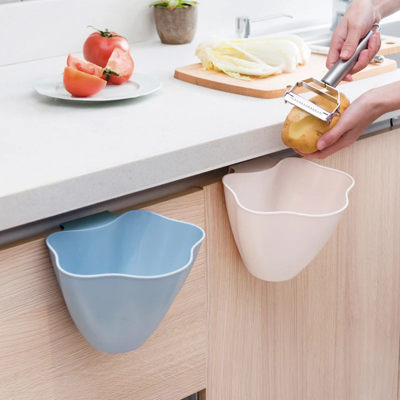 

Household Kitchen Cabinet Door Hanging Trash Can Plastic Storage Box Trash Basket Bin Without Lid Wall Mounted Sundries Holders