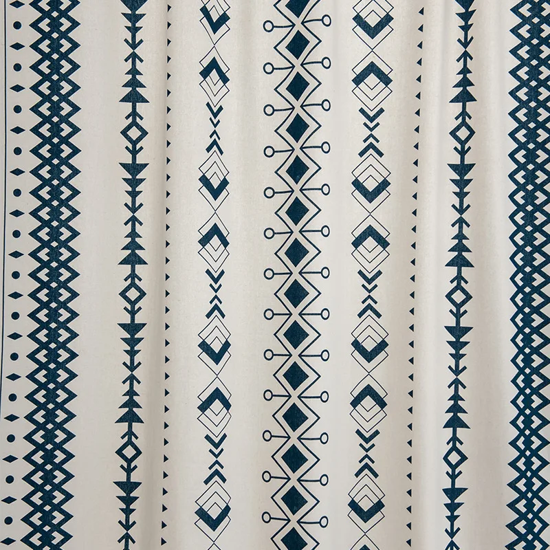 Шторы для спальни занавески из хлопка и льна с принтом черные бахромой в стиле