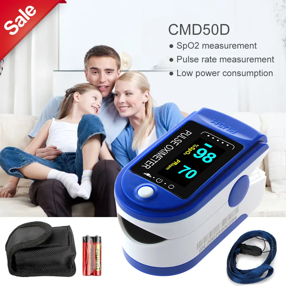 

Пульсоксиметр CMS50D CONTEC, портативный измеритель пульса и уровня кислорода, с цветным OLED дисплеем