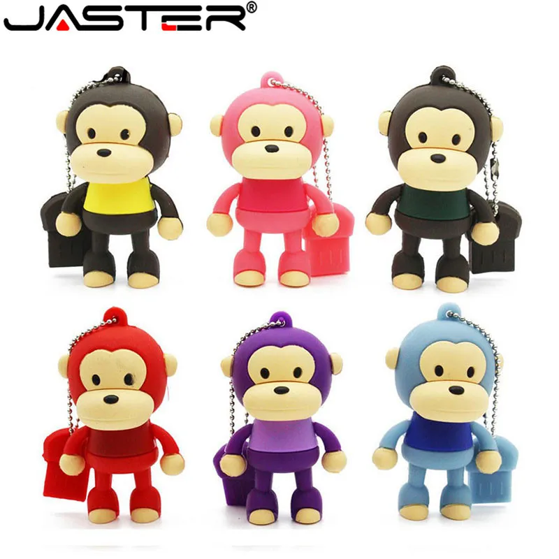 JASTER Mini animal Hot Sale Cartoon Cute Monkey USB Flash Drive Pendrive 4GB 16GB 32GB 64GB USB Stick  Memory Storage Pen Drive