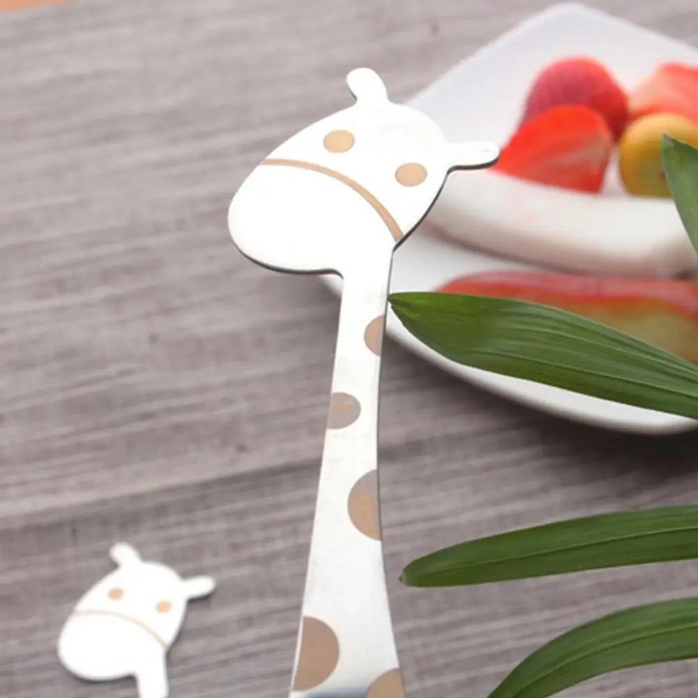 

Устойчивая к ржавчине вилка для торта, вилка для десертов, вилка для фруктов в виде мультяшного жирафа, вилка для фруктов из нержавеющей стали для пищевых продуктов, не деформируется для десертов