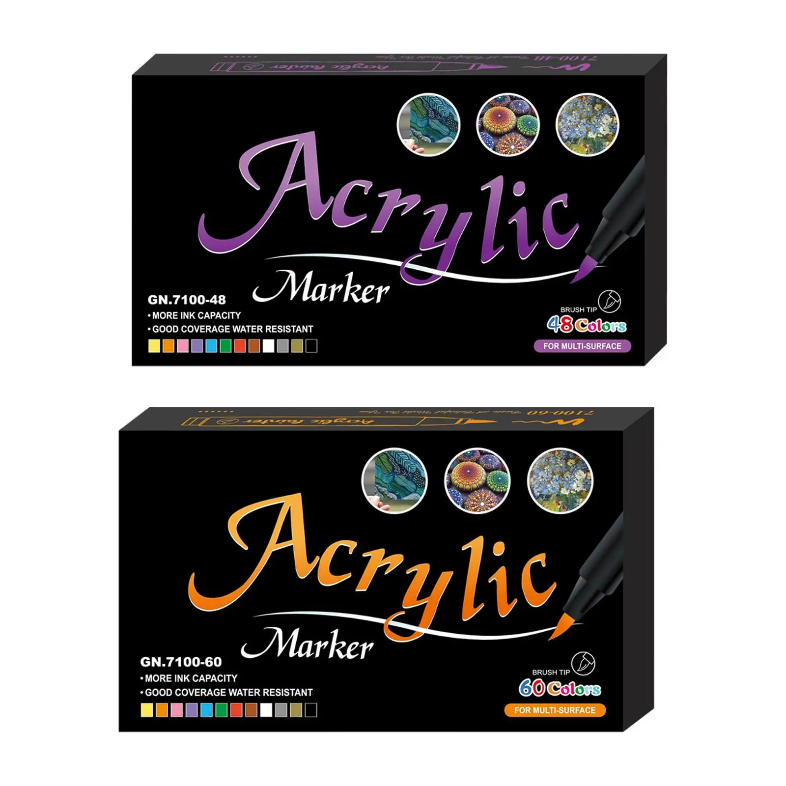 Set Acrylic Pens Assorted Colors Acrylic Paint Pens With Bru