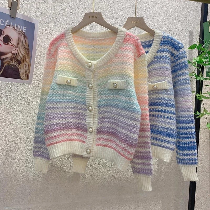 

Fashionable Stylish round Neck Top Soft Glutinous Sweater Fall 2022 New Candy Color Cardigan Knitted Coat Women's