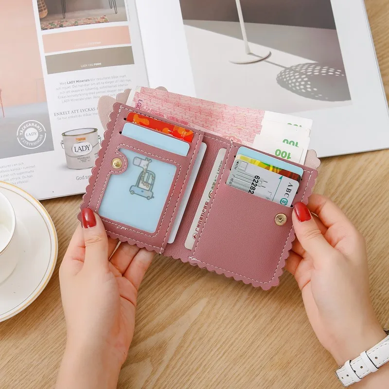 8 Card Slot 1 Photo Slot Wallet Short Cute Rabbit Ear Female Wallet Zero Wallet 2023 Korean PU Zipper Purse Cash Card Holder