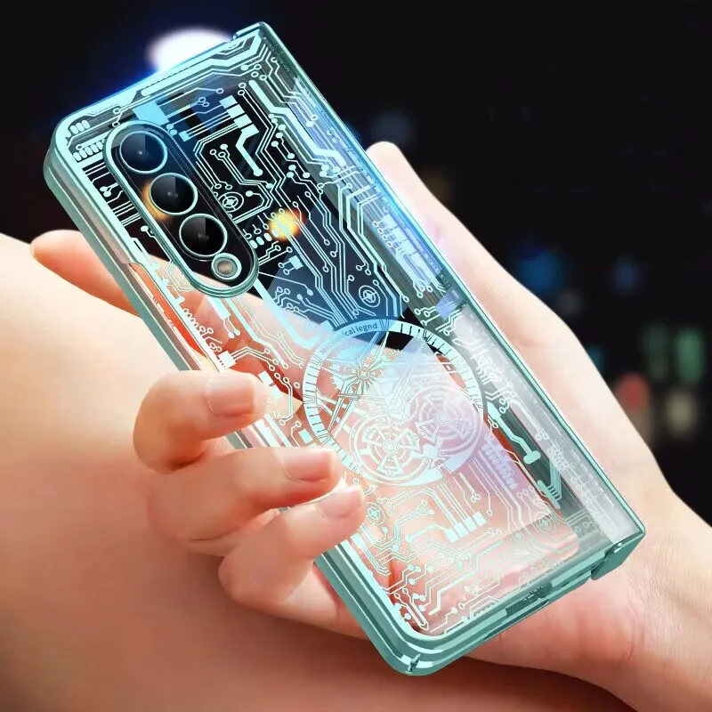 

Fashion Plating Folding Full Body Case for Samsung Galaxy Z Fold 4 5 Fold4 Fold3 Fold 3 2 Fold2 Fold5 Zfold4 Tempered Glass Film